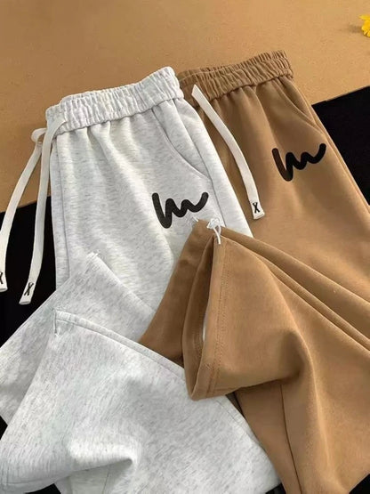 Stylish Men's Drawstring Cuff Pants Wave Print Loose Fit Sweats Autumn Sporty Joggers for Everyday Versatile Outfits