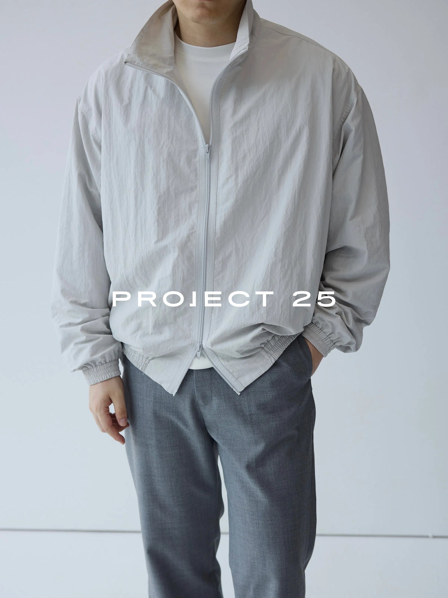 PROJECT 25 Men's Slight Wrinkle Texture Water Resistant Loose Oversized Sporty Casual Stand Collar Zip Up Jacket Coat