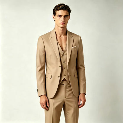 Men's Suit Lightweight Wedding Eegant 2 Piece Set Solid Color Formal Business Blazer Pants Classic Tuxedo for Party Groomsmen