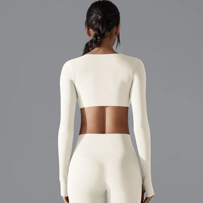 Sexy Cross Long Sleeve Sports Bra Push Up Yoga Crop Top Women Fitness Gym Workout Tops Women Brassiere Sport Female Clothing