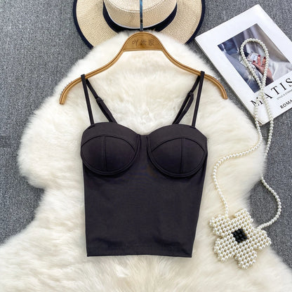 Sexy Fashion Design Camisole Tank Top Women Slim Fit Outerwear Spicy Base Shirt Sexy Backless Vest Short Straight Cut Bodycon