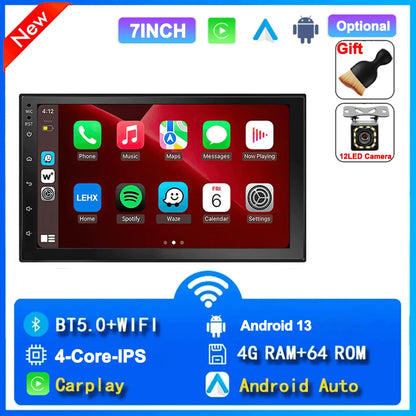 Universal 7"/9"/10“ 2DIN Android 13 4+64G Car Stereo Carplay Android Auto GPS Navigation Bluetooth FM RDS Radio WIFI Touchscreen