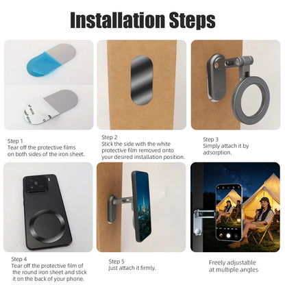 Metal Magnetic Universal Car Phone Holder Foldable Phone Stand Mount GPS Support Fit All phone USE For Gym Outdoor Selfie Office