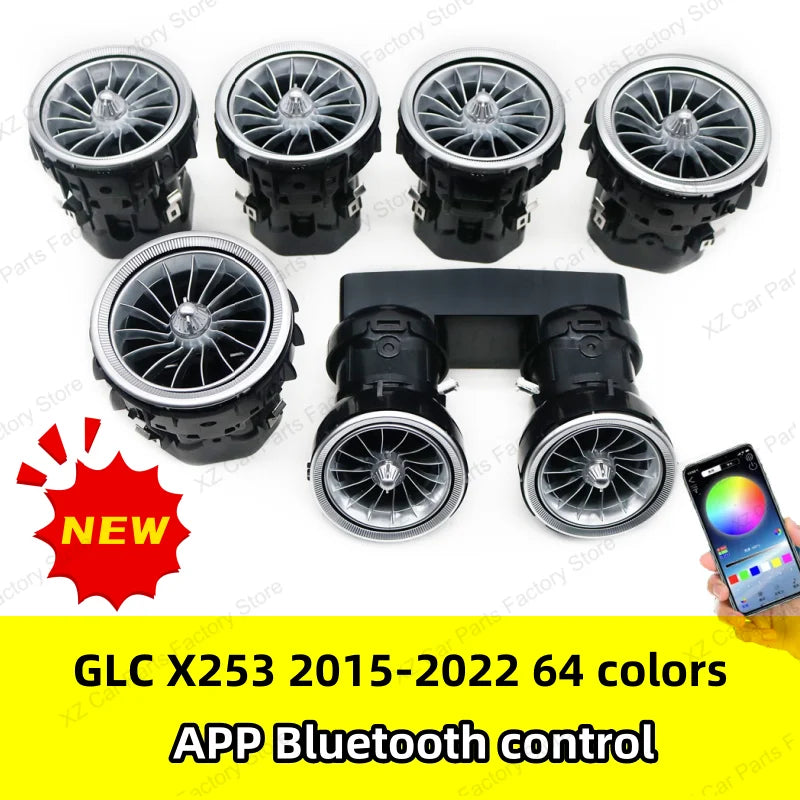 For Mercedes Benz C-class W205 Air Vent 3/64 Color Front and Rear Air Vent Ambient Light Turbine Nozzle Original APP Control