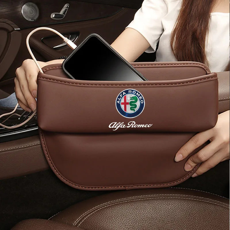 Car Storage bag Leather Seat Gap Storage Box For Alfa Romeo STELVIO Giulia 159 Giulietta 147 Mito 156 MTO Sportiva Accessories