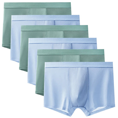 6pcs Men's Summer Ice Silk Boxers Briefs Males Underwears Boys Comfort Underpants Shorts Mans Ultra-thin Breathable Sexy Panties