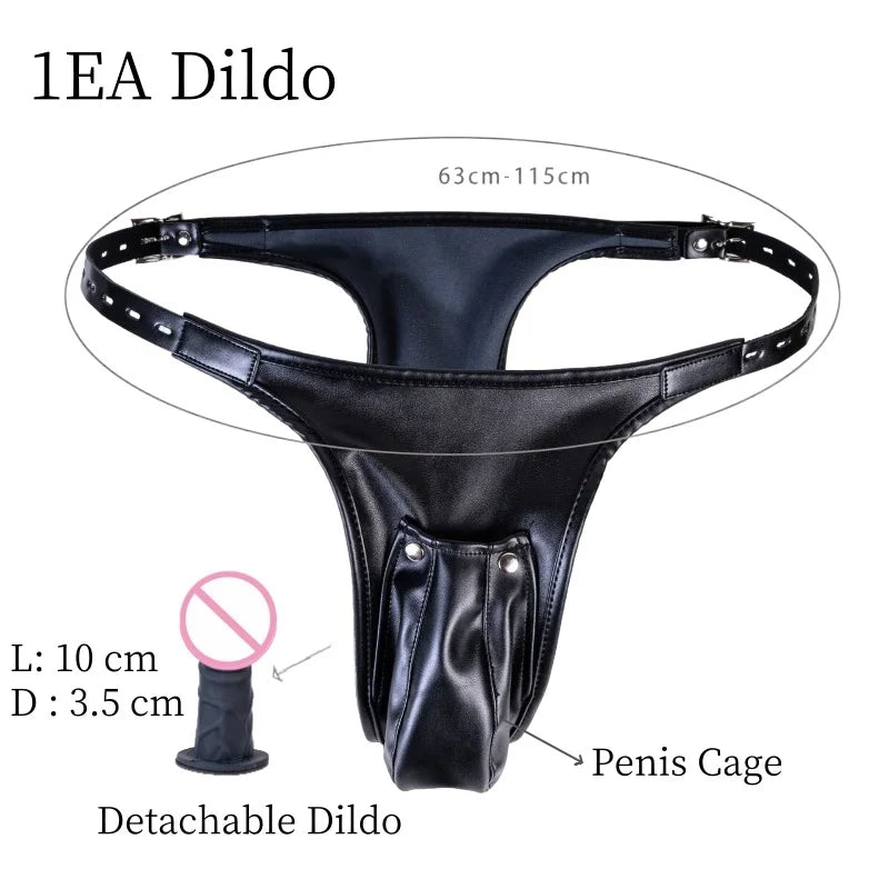 Erotic Bondage Harness Panties with No Vibration Silicone Dildo Vaginal Anal Plug for Women Intimate Strap-on Chastity Pants