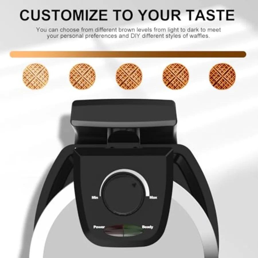 Waffle Maker Rotating Belgian Waffle Maker 180° Flip Waffle Iron Non-Stick Plate Adjustable Browning Control Foldable Cool Touc