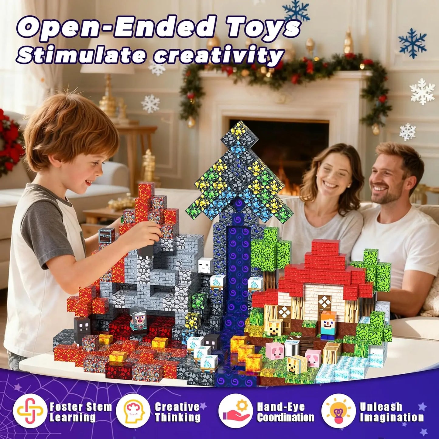 Magnetic Building Block Bricks Toy Mine Stacking World Creativity DIY Model Set Educational STEM Kids Holiday for Boy Girls Gift