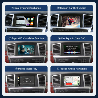 Road Top Wireless CarPlay Android Auto for Mercedes Benz ML GL W166 X166 2012-2015, with Mirror Link AirPlay Car Play Functions