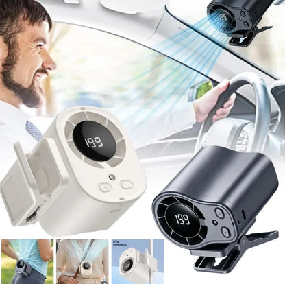 LED Digital Display Cooling Function Car Clip-on Mini Fan Portable Car Electric Fan USB Charging Mute Powerful Airflow Clip Fan