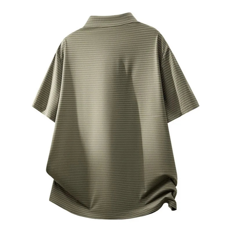 Plus Size Men's Casual Polo Shirt Short Sleeve Golf T-shirt Male High End Luxury Amazingcre Quality Wear Big Large Ice Silk Cool