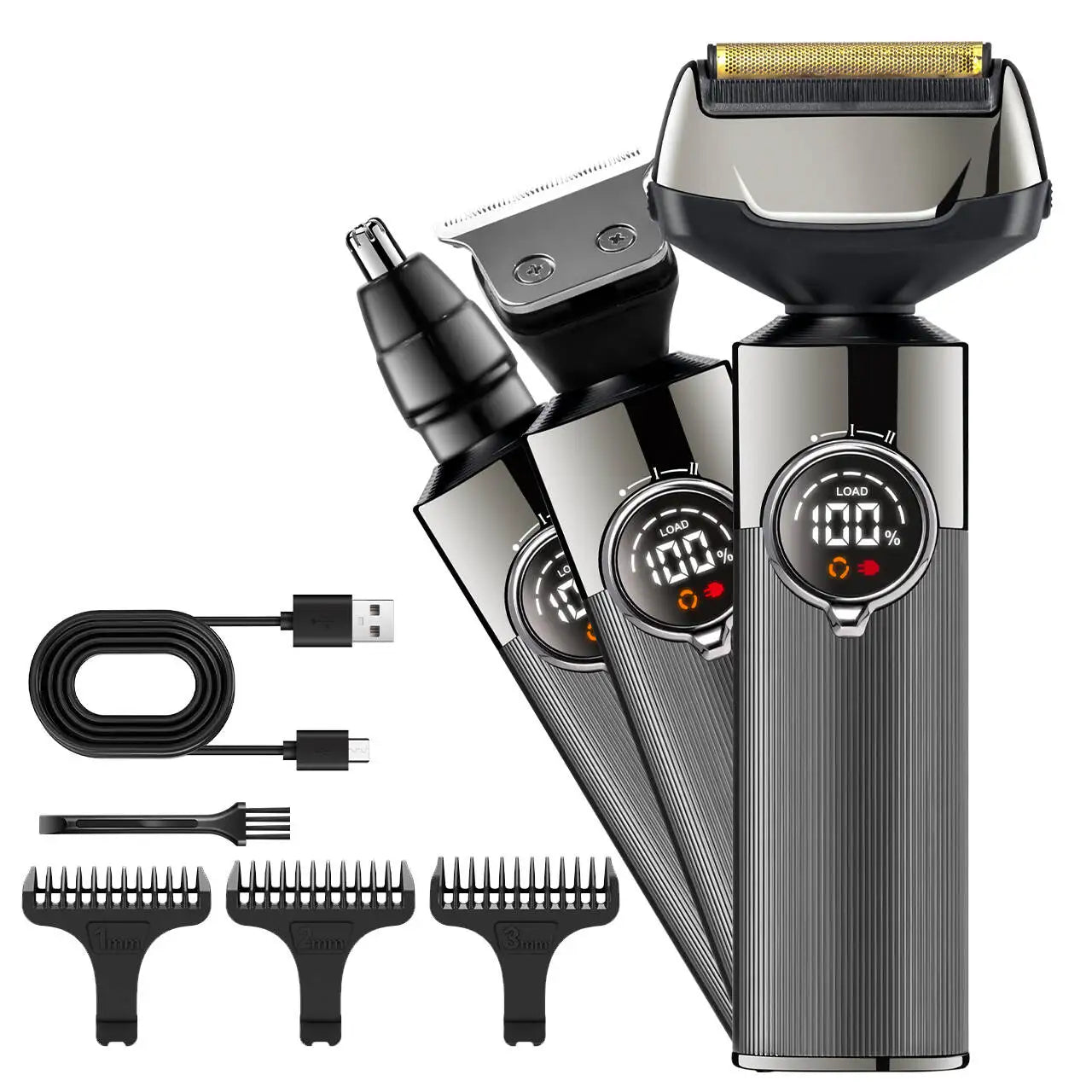 Pop-Up Trimmer Electric Shaver Stainless Steel Shaving Machine Men's 3D Triple Floating Blade Razor Shaver Barber Trimmer FK-605