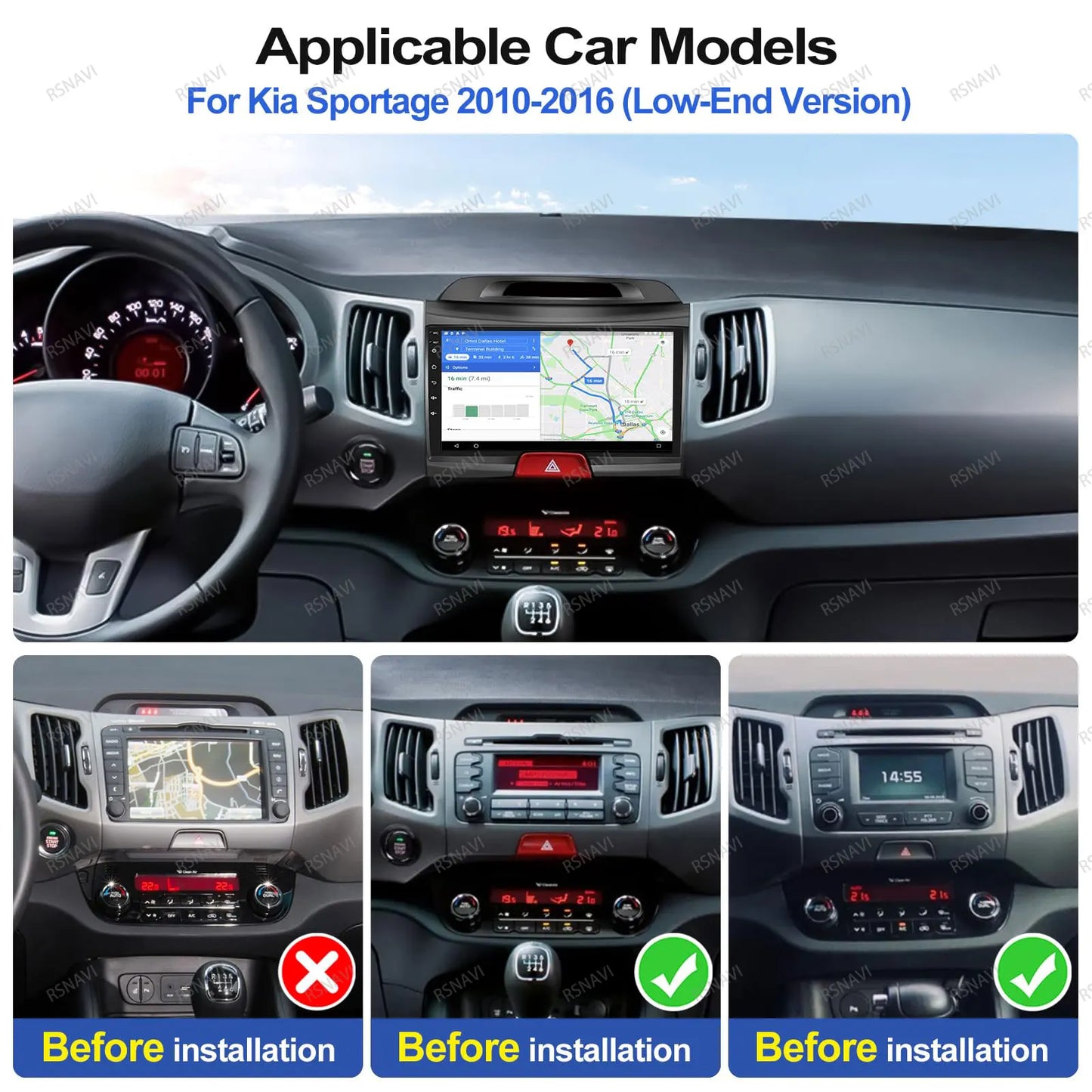 Car Radio Android 15 For KIA Sportage 2010 2011 2012 2013 2014 2015 2016 5G WIFI Qualcomm Navigation DSP Stereo Multimedia GPS