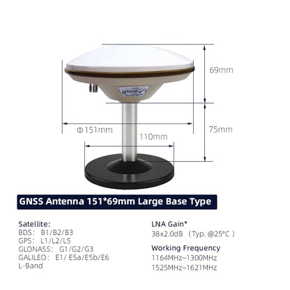HONGXIN Full-Band RTK GNSS Antenna, High-Precision Multi-Constellation GPS for Surveying & Mapping, SMA/TNC Connector
