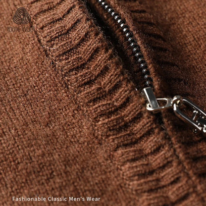 100% Virgin Wool Sweater Men's, 410g High-Neck Knit, Old Money Style, 4 Sizes Available High Quality Warmth