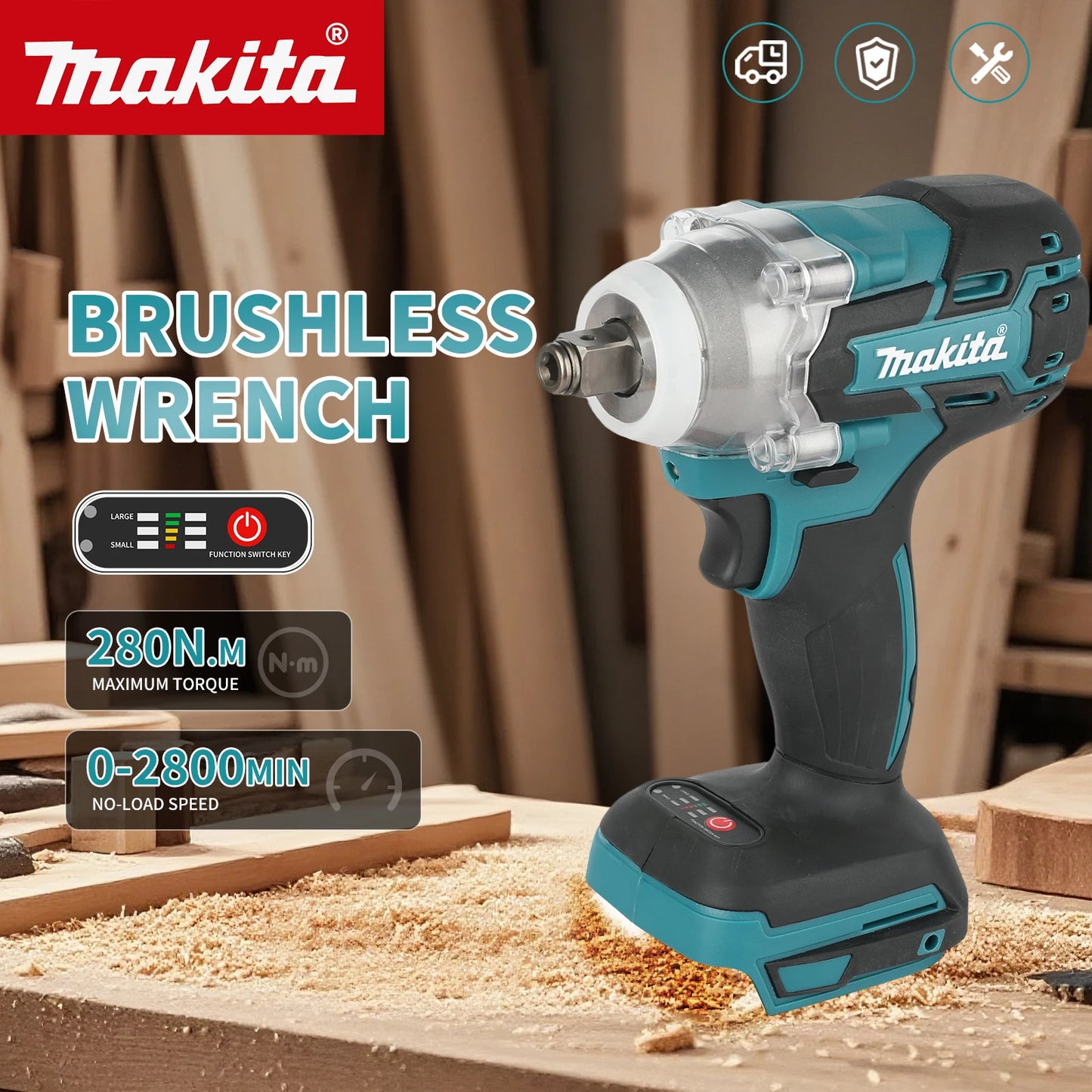 Makita DTW285 Low-Vibration Brushless Wrench For Steel Structure Installation And Factory Equipment Assembly Power Tools