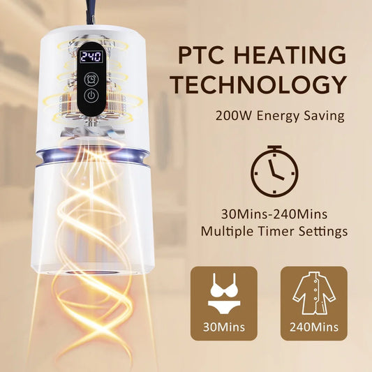 Portable Clothes Dryer Clothing Fast-Drying Machine Mini Laundry Dryer with Bag Household Shoes Dryer for Home Apartment Travel