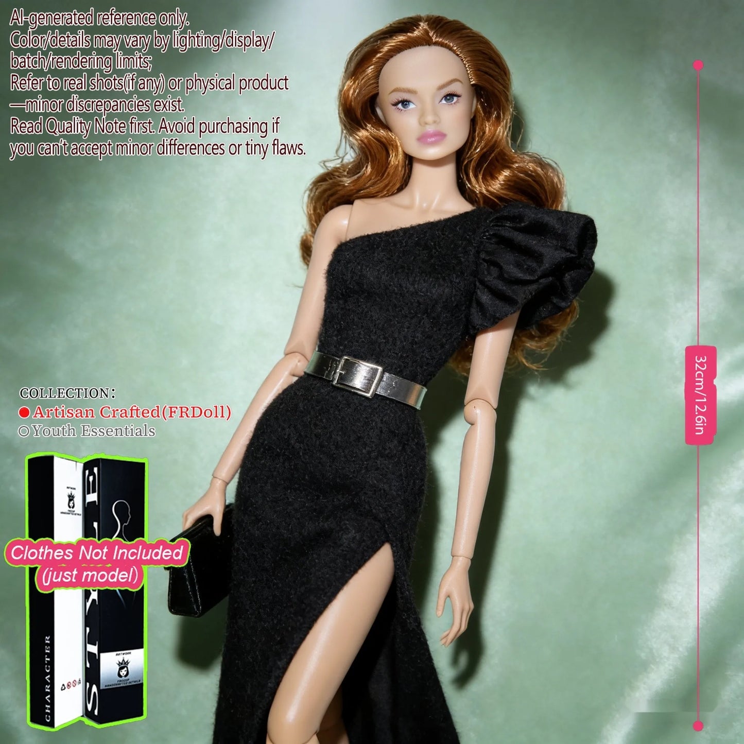 12.6in 1/6 Ball-Jointed BJD/MJD - 12-Joint Posable, Realistic Skin, Collector’s Premium Gift (Figure Only)