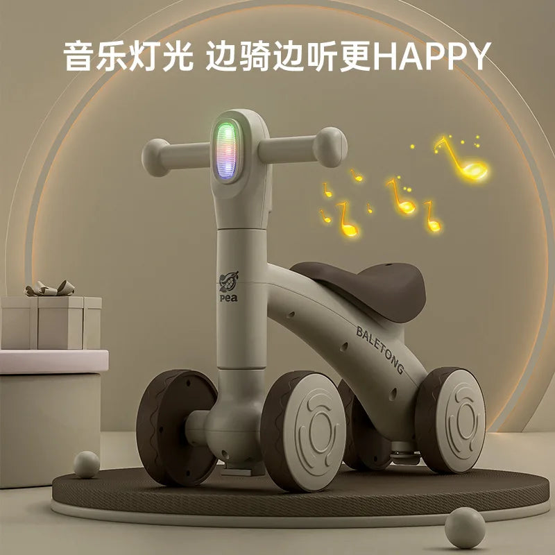 Children's Balance Bike 1-3 Year Old Children's 2-in-1 Sliding Bike Baby Learning Walking Four Wheel Baby Sliding Bike