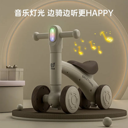 Children's Balance Bike 1-3 Year Old Children's 2-in-1 Sliding Bike Baby Learning Walking Four Wheel Baby Sliding Bike