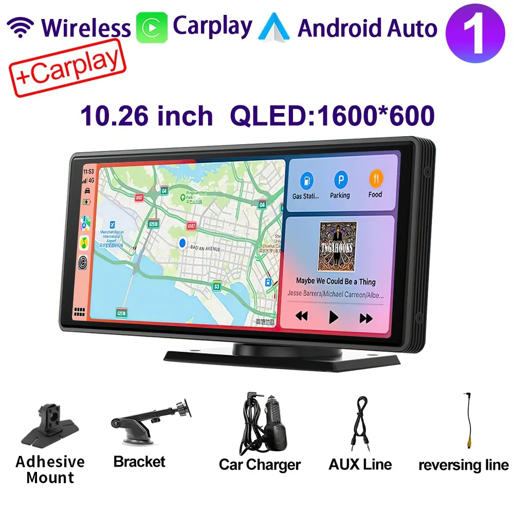 10.26” QLED Screen Universal autoradio MP5 Car Radio MultimediaI  WIFI Wireless Carplay Android Auto for Apple Or Android