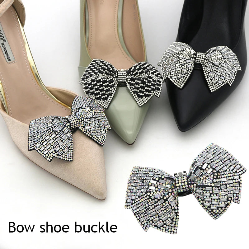 1PC Shiny Bows Shoes Decoration Clips Wedding Shoes High Heel Rhinestone Charm Buckle Clips Detachable Bride Shoes Accessories