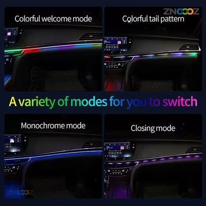 ZNOOOZ 140cm Car Ambient Lights LED Interior RGB Symphony Atmosphere Lamp USB APP Control for Tesla Model 3 Y S X