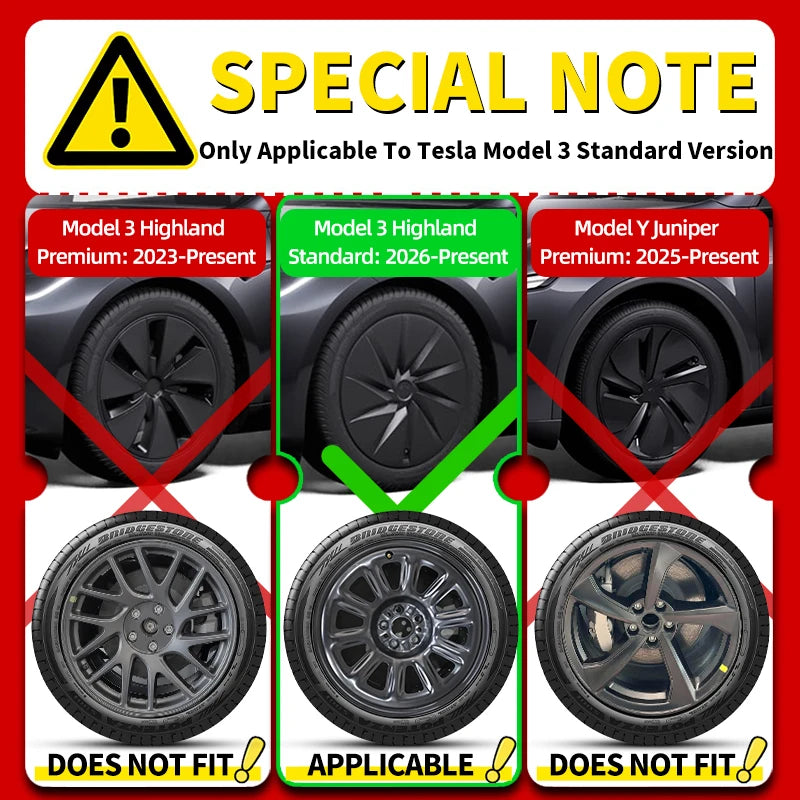 4PCS for Tesla 2026 Model 3 Standard 18 Hub Caps, Full Rim Covers Replacement Wheel Cover Accessories for Standard Edition