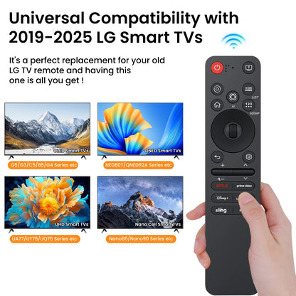 Replacement AN-MR25GA AI Magic Remote with Voice and Pointer,Compatible with 2019-2025 LG Smart TVs OLED, QNED, UHD, LED, LCD