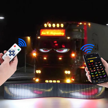 LED Truck Car Devil Eye Dynamic Pixel Panel Light Soft Foldable Lighting Scrolling 12V 24V For Board Windshield APP Remote