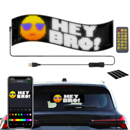 Scrolling Advertising LED Sign Display USB RGB Car App Control Bluetooth Custom Logo Display Text Pattern Animation Programmable