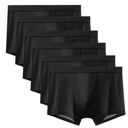 6pcs Men's Summer Ice Silk Boxers Briefs Males Underwears Boys Comfort Underpants Shorts Mans Ultra-thin Breathable Sexy Panties