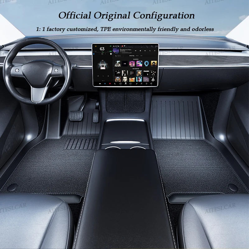 For Tesla New Model Y L Launch Premium / Performance 2026+ TPE Floor Mats Luggage Mat Wear-resistant Foot Pads ModelY Trunk Mats