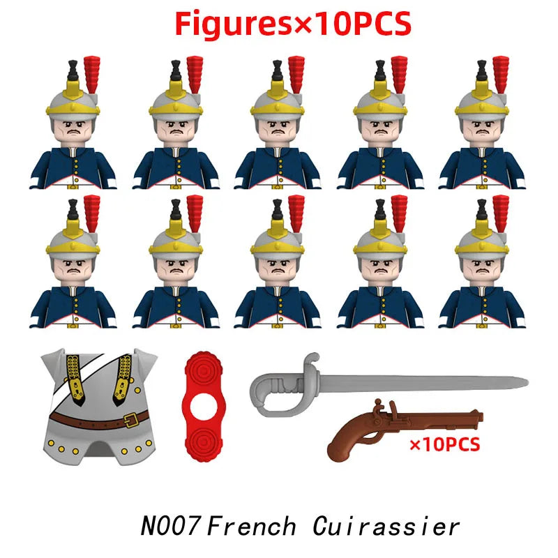 MOC Historical Military Building Blocks Figures Napoleonic Wars British Infantry Soldiers Rifle DIY Brick Toys For Birthday Gift