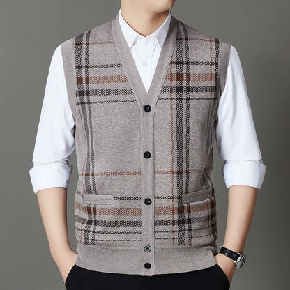 Winter 2025 with Fleece Warm Vest Vest, Vest Sweater, Men's One-piece Fleece Inner Layer Bottom Sweater, Knitted Sweater Top