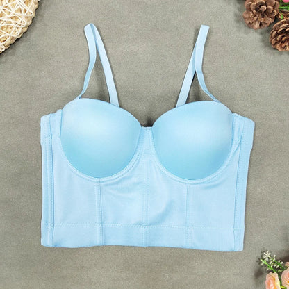 SXTHAENOO Summer 8 colors Fashion Mesh Push Up Bralet Women's Corset Simple Bustier Bra Night Club Party Sexy Cropped Top Vest