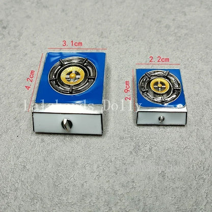 Dollhouse Miniature Kids Furniture Items Mini Alloy Hearth/Gas burner/Pan/Pot Set Kitchen Toys Kitchen Furniture Accessories