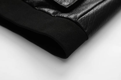 Men's embroidered lapel jacket Motorcycle PU leather jacket