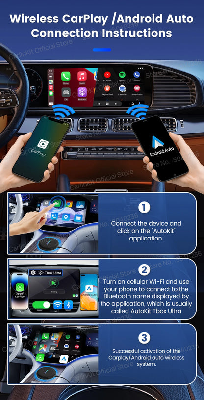 CarlinKit CarPlay Ai Box Android 15 Ultra2 SM6350 8GB+128GB Smart Android TV Box Wireless CarPlay Android Auto GPS For OEM Cars