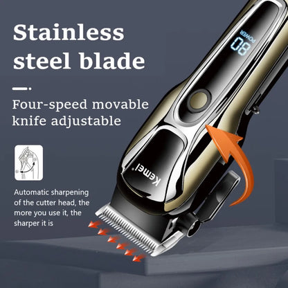 Kemei PG1990A Rechargeable Hair Clipper or Limit Combs Professional Cordless Men Hair Trimmer Men's Hair Cutting Machine Barber