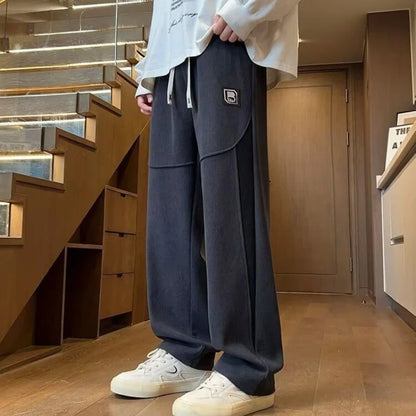Autumn Winter Men’s Thermal Joggers Soft Fleece Lined Straight Trousers Loose Fit Casual Pants for Outdoor School