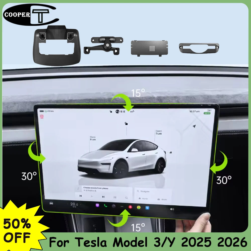 For Tesla Model 3 Highland & Model Y Juniper 2025-2026, 4-Way 2-Way Screen Rotating Bracket Swivel Display Mount