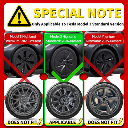 4PCS Hubcaps for Tesla Model 3 Highland 2026 Standard 18Inch Full Rim Covers Replacement Wheel Cover Accessories Only for Standa