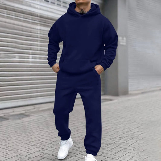 Colorful Urban Style Autumn And Winter Latest Products Men's Hooded Sweatshirt And Pants Set Street Wear Collection