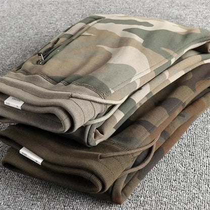 Thickened Wear-Resistant Men's Casual Camouflage Pants Autumn Winter Warm Sports Trousers Loose Fit Long Pants Trendy