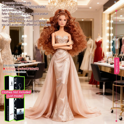 Multi-Poseable 12.6in 1/6 BJD - 12-Articulated, Realistic Makeup, Collector’s Gift, Desktop Display (No Clothing)