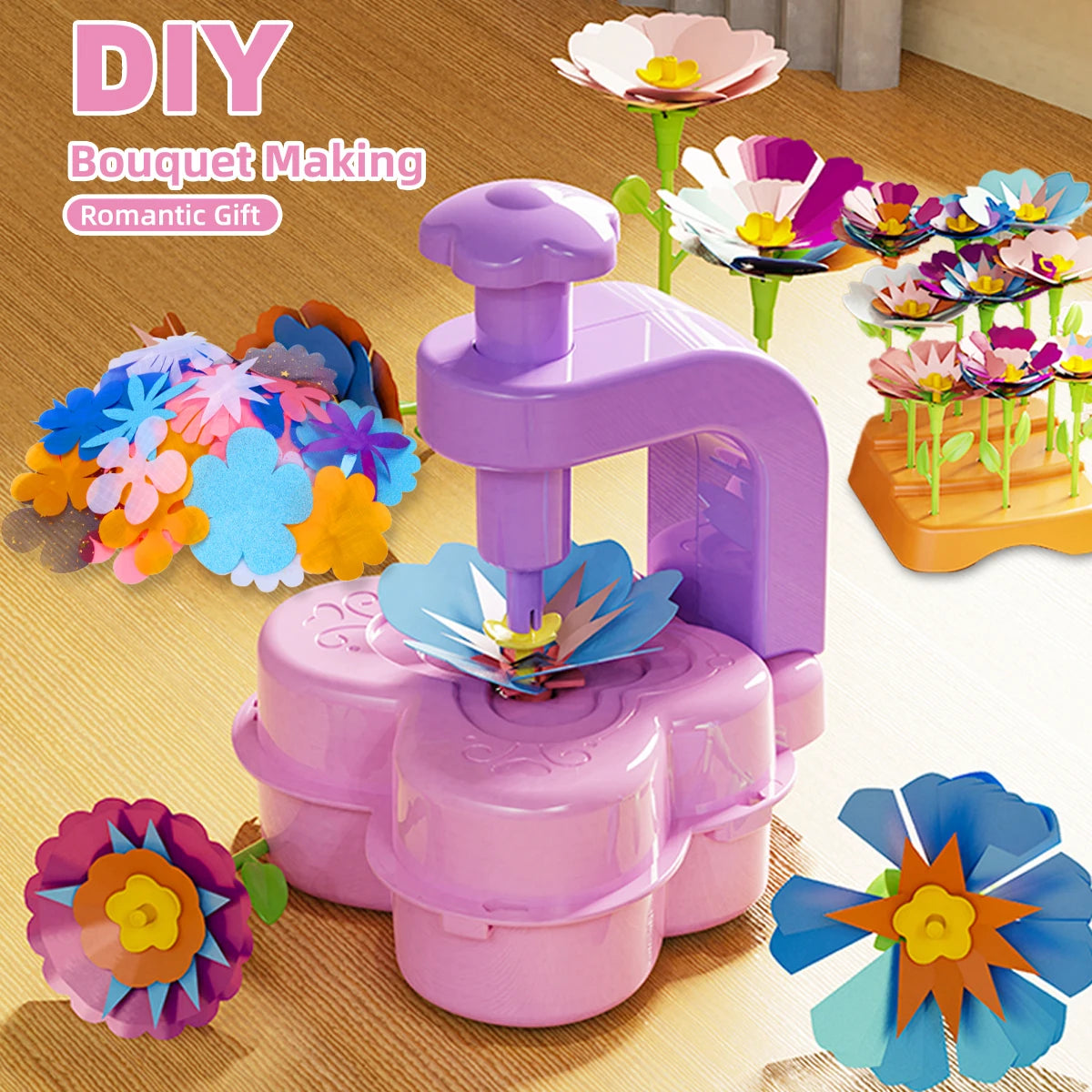 DIY Bouquet Making Fabric Flower Toys, Flower Make Bouquets Toy for Girls Educational Making Craft Kit Kids Gifts