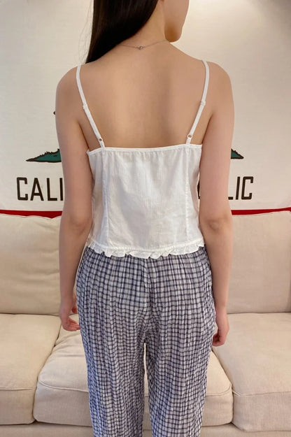 Brandy Melville Pure Cotton Three-Button Base Layer Vest Sweet Style V-Neck Sleeveless Tank Top for Women Spring Summer