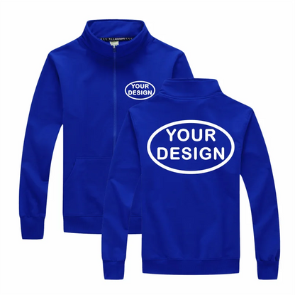 Customized LOGO Men's Thin Jacket Embroidered Printed Zipper Coat Spring and Autumn Street Stand up Collar Cardigan Hoodie